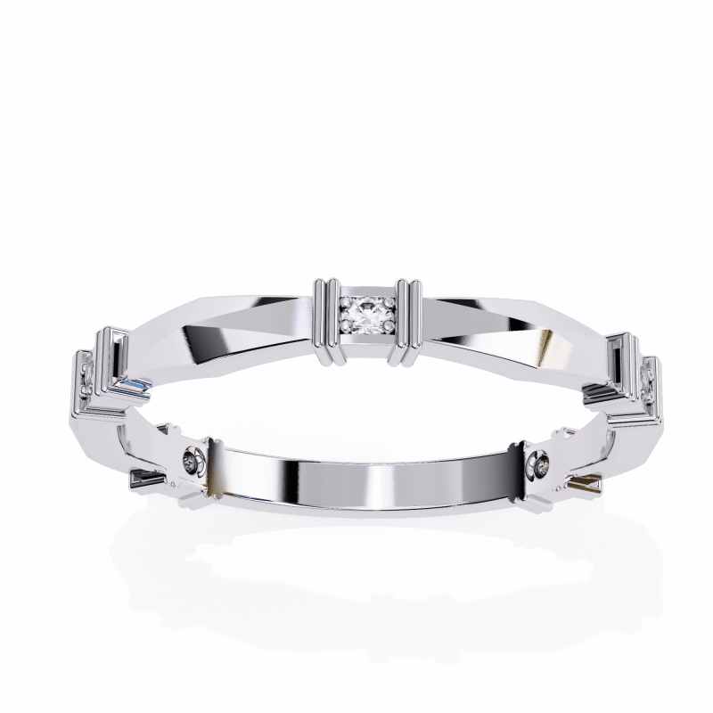 Reverra 14K Gold Round Lab Grown Diamond Geometric Modern Architectural Design Engagement Ring for Women, CTTW-0.06 - Reverra Jewels Inc.