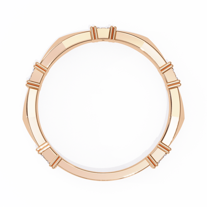 Reverra 14K Gold Round Lab Grown Diamond Geometric Modern Architectural Design Engagement Ring for Women, CTTW-0.06 - Reverra Jewels Inc.
