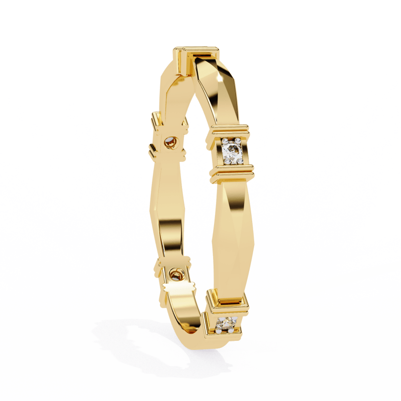 Reverra 14K Gold Round Lab Grown Diamond Geometric Modern Architectural Design Engagement Ring for Women, CTTW-0.06 - Reverra Jewels Inc.