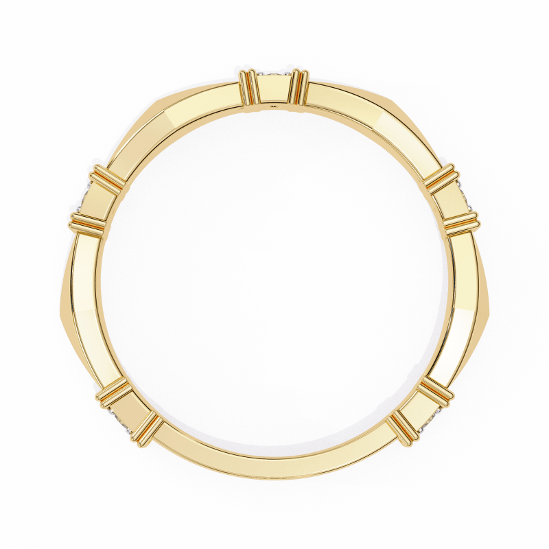 Reverra 14K Gold Round Lab Grown Diamond Geometric Modern Architectural Design Engagement Ring for Women, CTTW-0.06 - Reverra Jewels Inc.