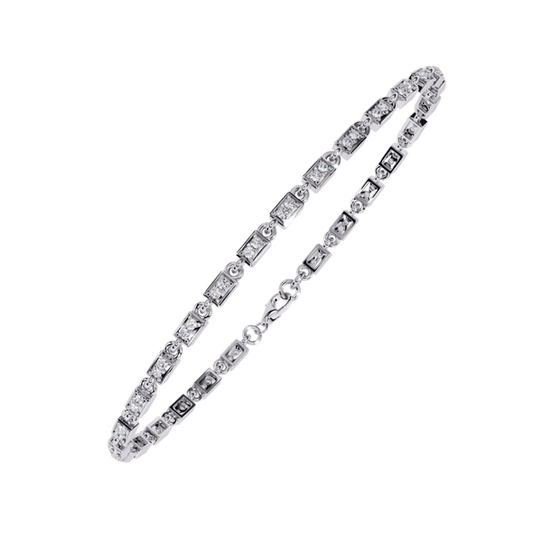 Reverra 14K Gold Round Lab Grown Diamond Geometric Tennis Bracelet for Women, CTTW-0.45 - Reverra Jewels Inc.