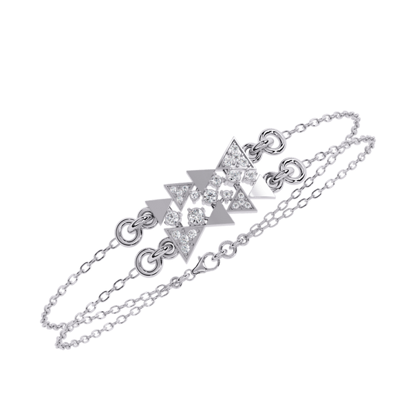 Reverra 14K Gold Round Lab Grown Diamond Geometric Triangle Fashion Bracelet for Women, CTTW-0.29 - Reverra Jewels Inc.