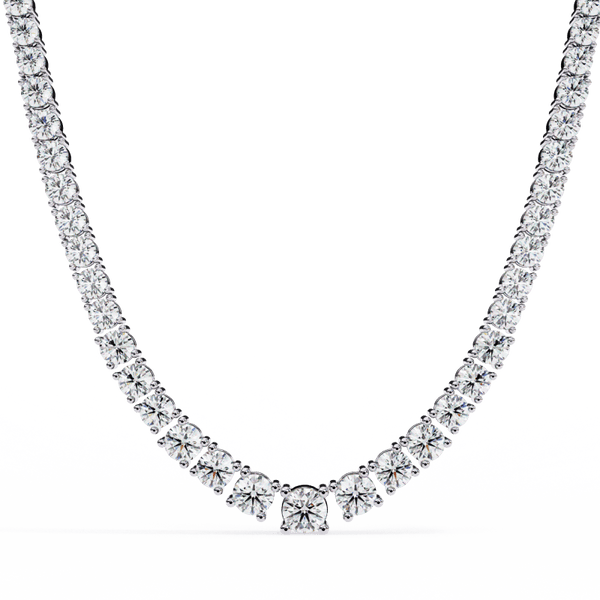 Reverra 14K Gold Round Lab Grown Diamond Graduated Tennis Necklace for Women, CTTW-17.54 - Reverra Jewels Inc.