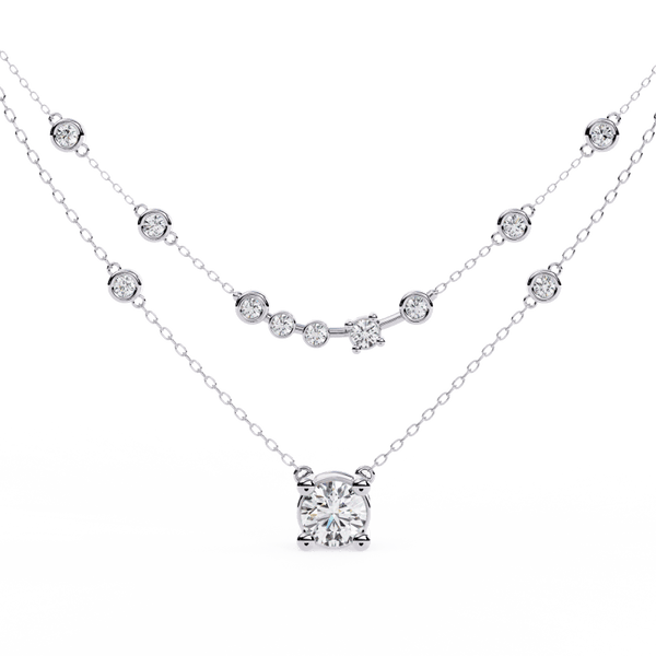 Reverra 14K Gold Round Lab Grown Diamond Graduating Necklace for Women, CTTW-0.44 - Reverra Jewels Inc.