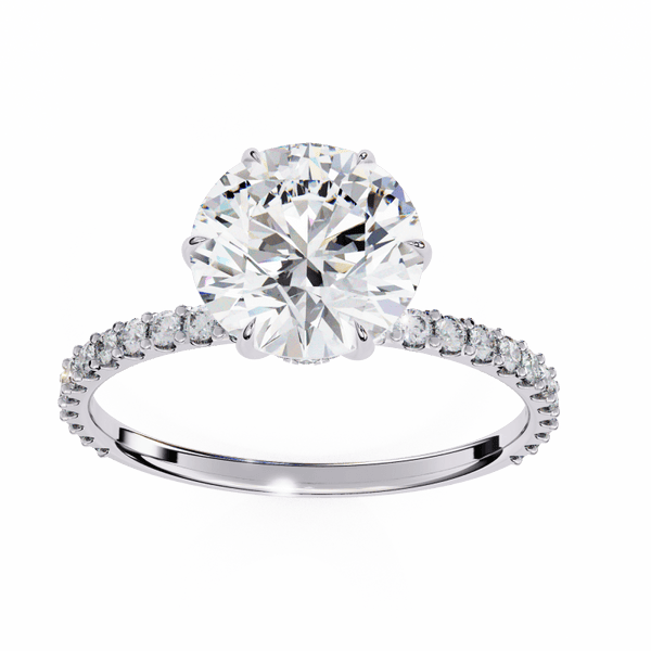Reverra 14K Gold Round Lab Grown Diamond Half Eternity Ring for Women, CTTW-2.21 - Reverra Jewels Inc.