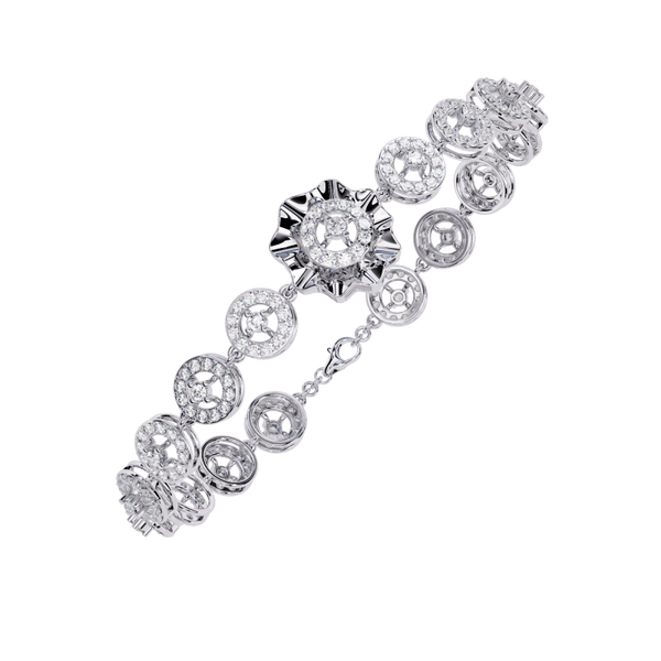 Reverra 14K Gold Round Lab Grown Diamond Halo Tennis Bracelets for Women, CTTW-2.16 - Reverra Jewels Inc.