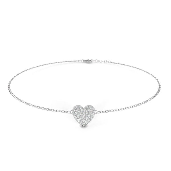 Reverra 14K Gold Round Lab Grown Diamond Heart Fashion Bracelet for Women, CTTW-0.21 - Reverra Jewels Inc.