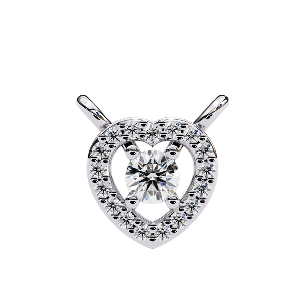 Reverra 14K Gold Round Lab Grown Diamond Heart Halo Pendant For Women, CTTW-0.17 - Reverra Jewels Inc.