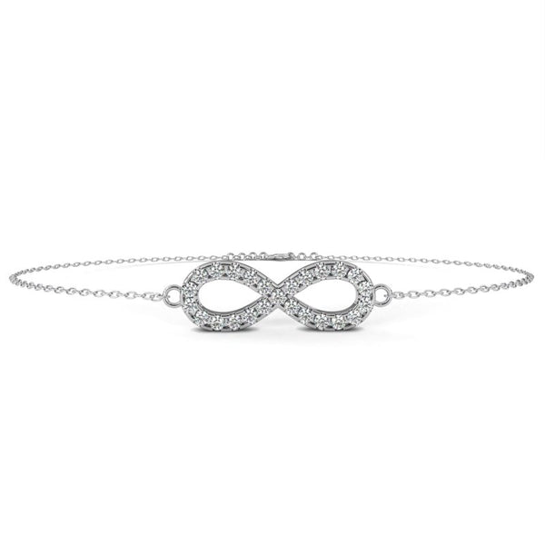 Reverra 14K Gold Round Lab Grown Diamond Infinity Symbol Fashion Bracelet for Women, CTTW-0.39 - Reverra Jewels Inc.
