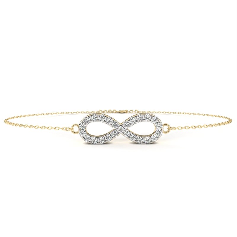 Reverra 14K Gold Round Lab Grown Diamond Infinity Symbol Fashion Bracelet for Women, CTTW-0.39 - Reverra Jewels Inc.