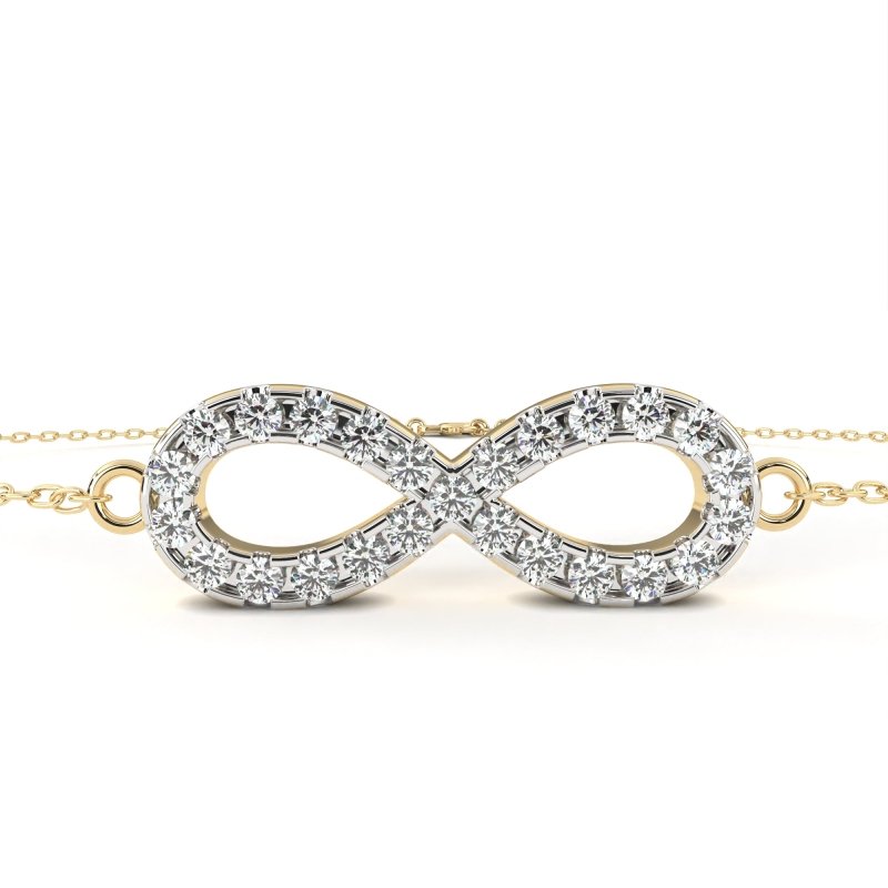 Reverra 14K Gold Round Lab Grown Diamond Infinity Symbol Fashion Bracelet for Women, CTTW-0.39 - Reverra Jewels Inc.