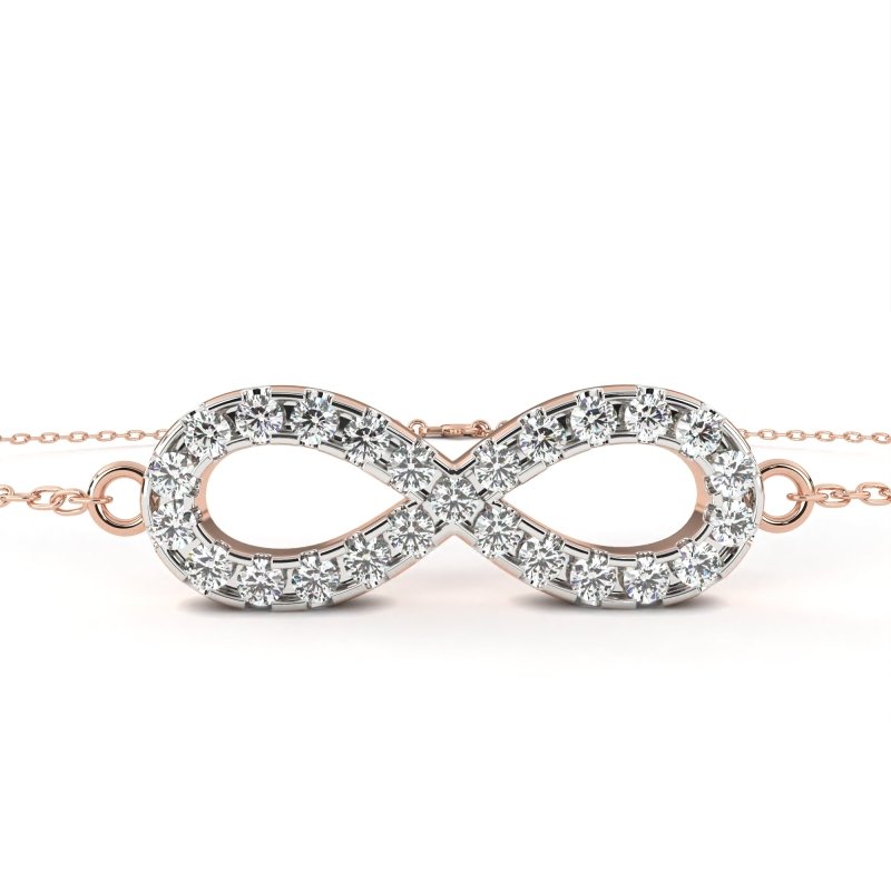Reverra 14K Gold Round Lab Grown Diamond Infinity Symbol Fashion Bracelet for Women, CTTW-0.39 - Reverra Jewels Inc.