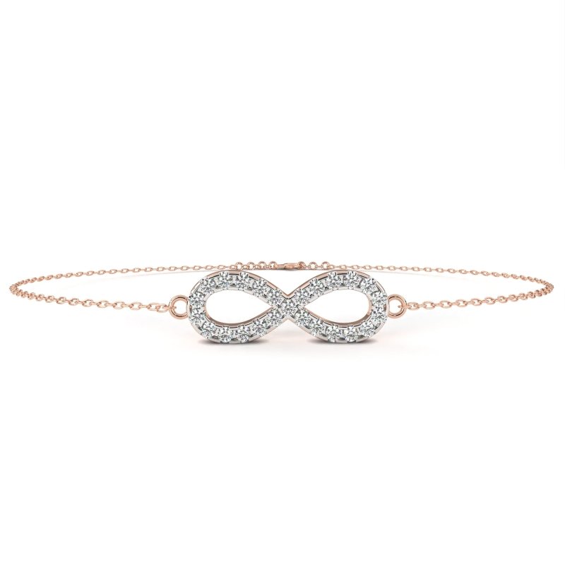 Reverra 14K Gold Round Lab Grown Diamond Infinity Symbol Fashion Bracelet for Women, CTTW-0.39 - Reverra Jewels Inc.