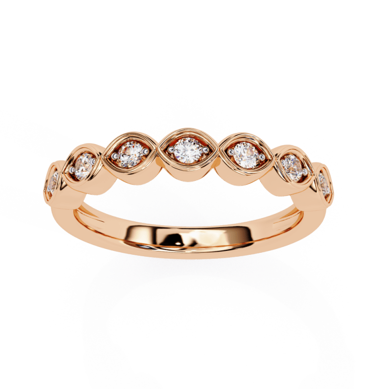 Reverra 14K Gold Round Lab Grown Diamond Leaf Nature-Inspired Grace Engagement Ring for Women, CTTW-0.21 - Reverra Jewels Inc.