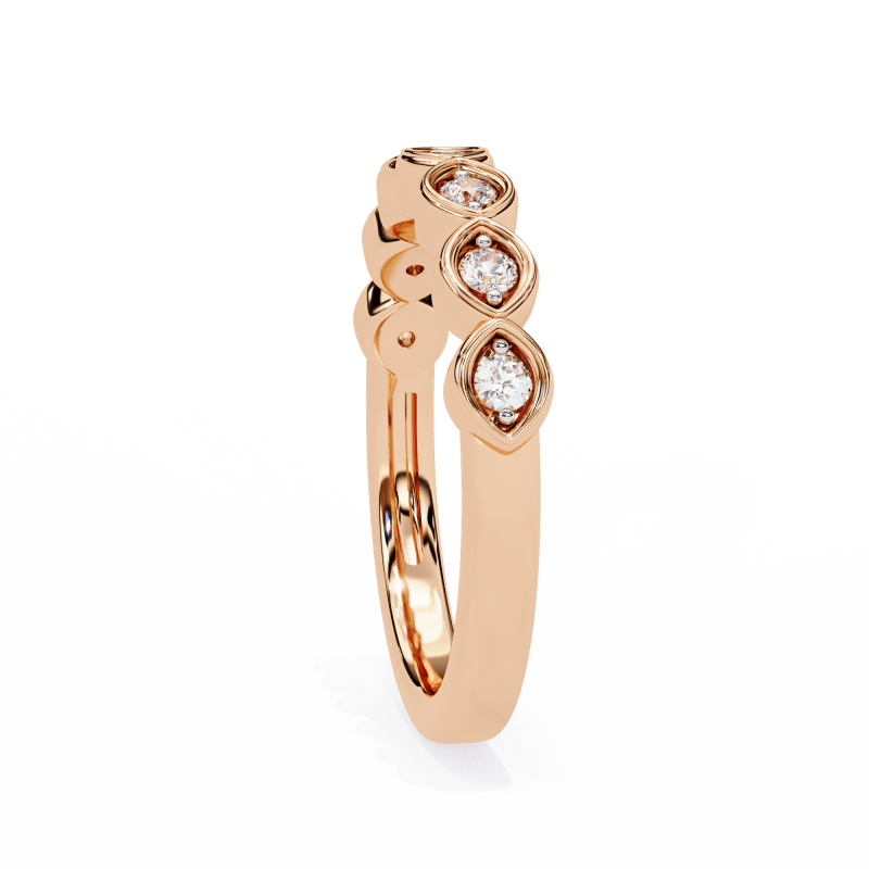 Reverra 14K Gold Round Lab Grown Diamond Leaf Nature-Inspired Grace Engagement Ring for Women, CTTW-0.21 - Reverra Jewels Inc.