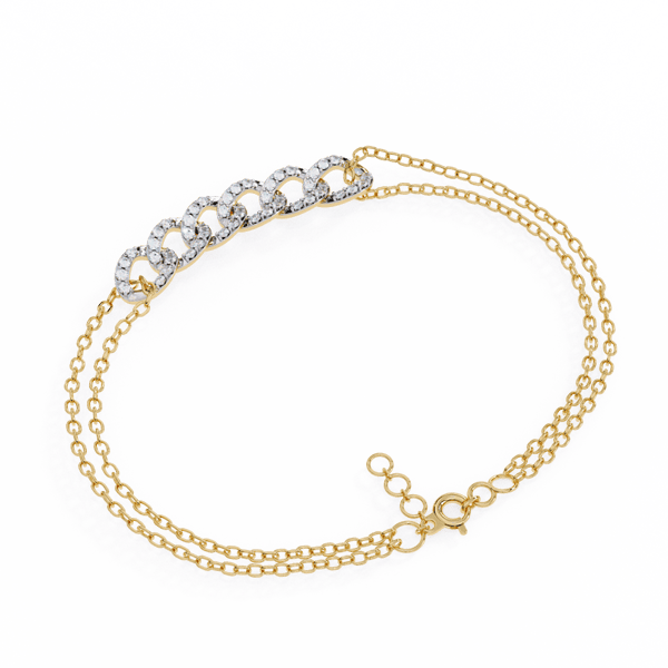 Reverra 14K Gold Round Lab Grown Diamond Link Fashion Bracelet for Women, CTTW-0.29 - Reverra Jewels Inc.