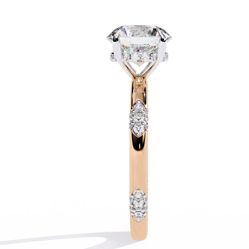 Reverra 14K Gold Round Lab Grown Diamond Modern Design Engagement Ring for Women, CTTW-2.85 - Reverra Jewels Inc.