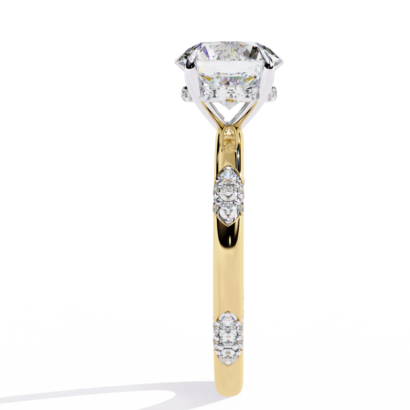 Reverra 14K Gold Round Lab Grown Diamond Modern Design Engagement Ring for Women, CTTW-2.85 - Reverra Jewels Inc.