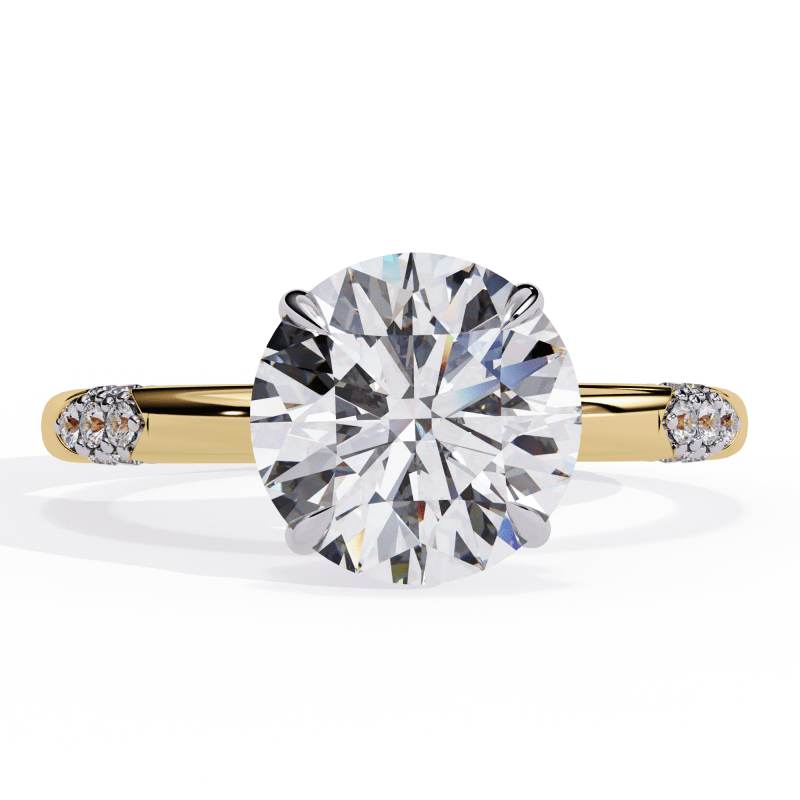Reverra 14K Gold Round Lab Grown Diamond Modern Design Engagement Ring for Women, CTTW-2.85 - Reverra Jewels Inc.