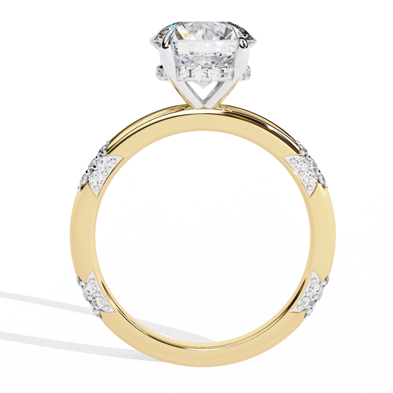 Reverra 14K Gold Round Lab Grown Diamond Modern Design Engagement Ring for Women, CTTW-2.85 - Reverra Jewels Inc.
