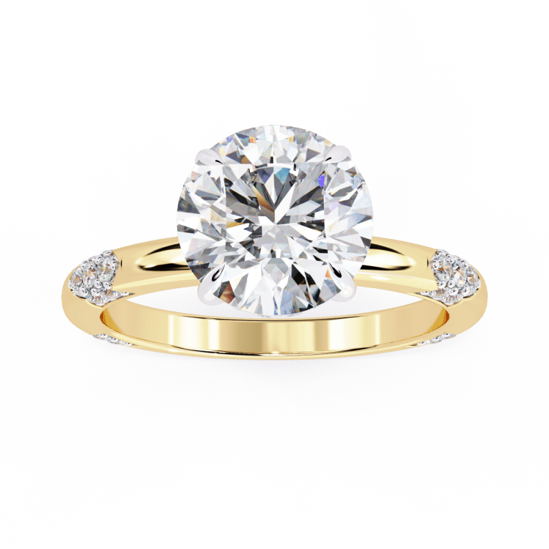 Reverra 14K Gold Round Lab Grown Diamond Modern Design Engagement Ring for Women, CTTW-2.85 - Reverra Jewels Inc.