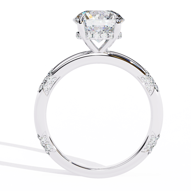 Reverra 14K Gold Round Lab Grown Diamond Modern Design Engagement Ring for Women, CTTW-2.85 - Reverra Jewels Inc.