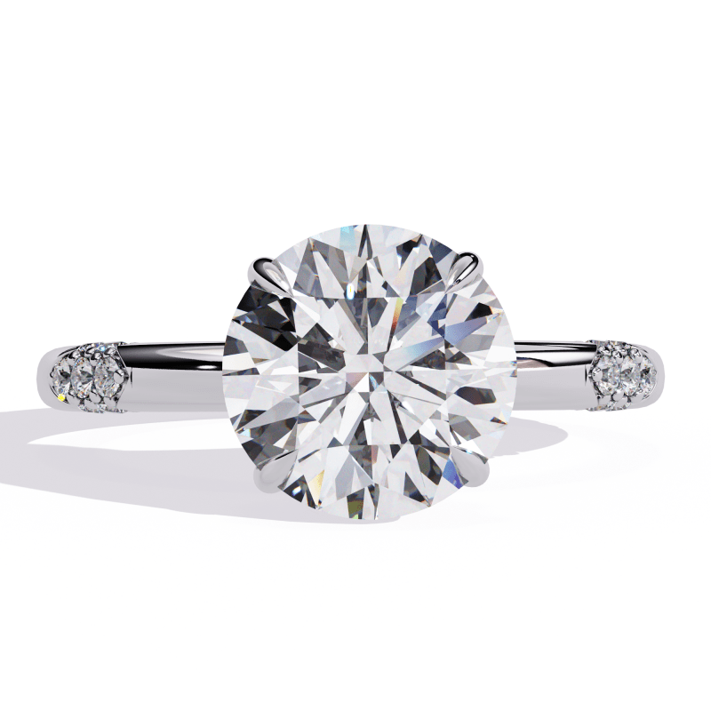 Reverra 14K Gold Round Lab Grown Diamond Modern Design Engagement Ring for Women, CTTW-2.85 - Reverra Jewels Inc.