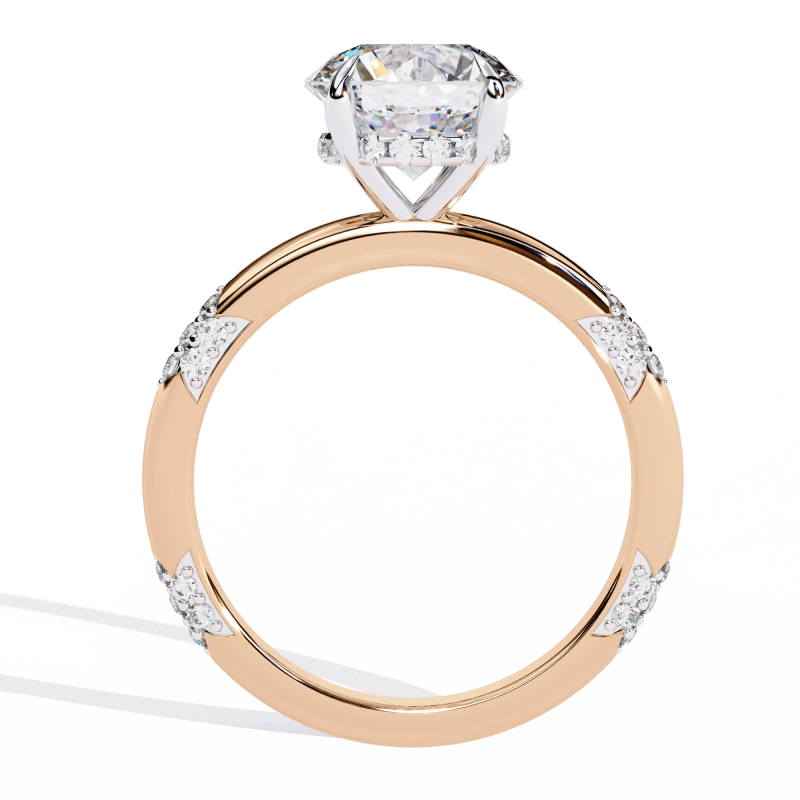 Reverra 14K Gold Round Lab Grown Diamond Modern Design Engagement Ring for Women, CTTW-2.85 - Reverra Jewels Inc.
