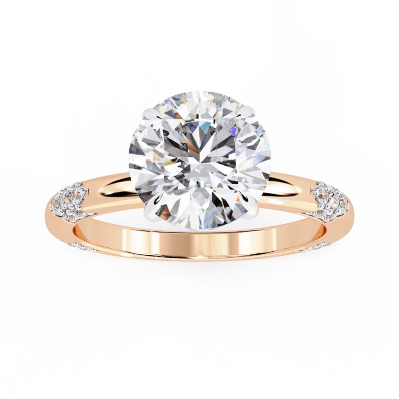 Reverra 14K Gold Round Lab Grown Diamond Modern Design Engagement Ring for Women, CTTW-2.85 - Reverra Jewels Inc.