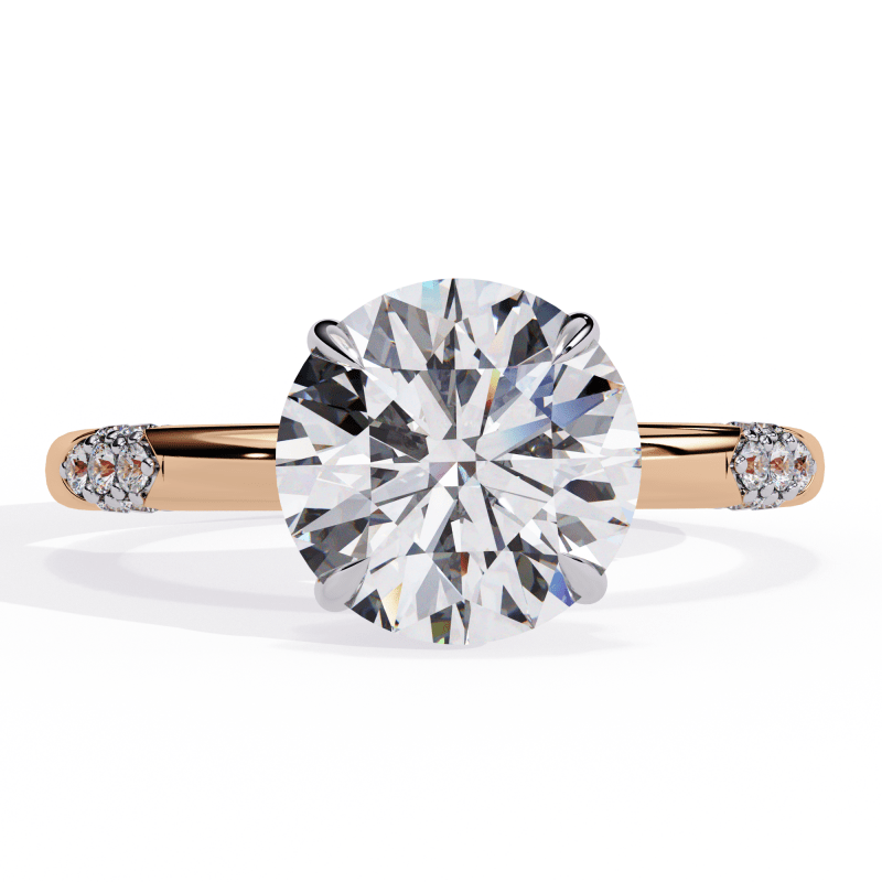 Reverra 14K Gold Round Lab Grown Diamond Modern Design Engagement Ring for Women, CTTW-2.85 - Reverra Jewels Inc.