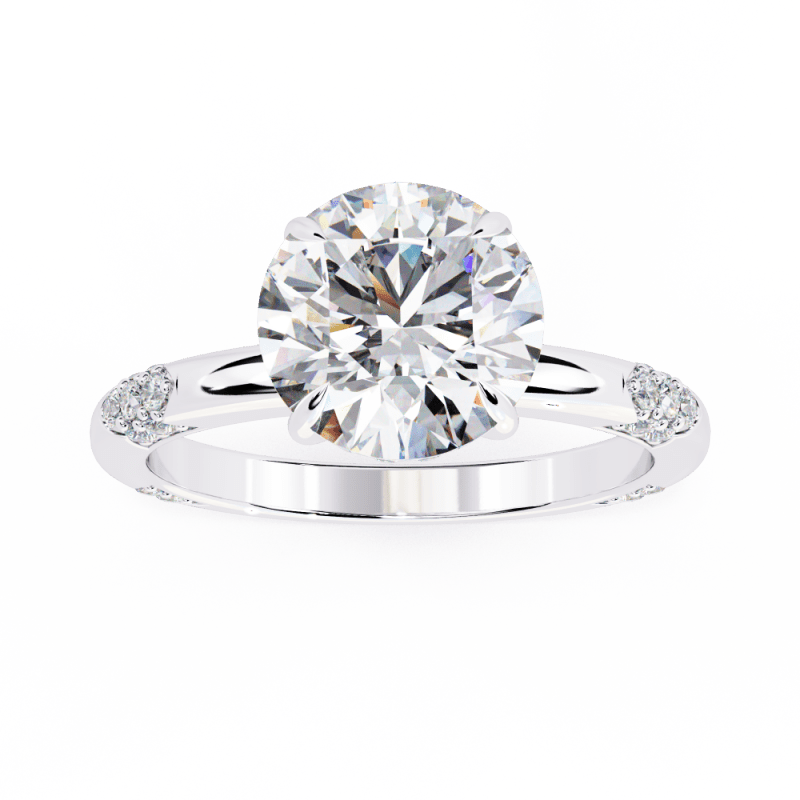 Reverra 14K Gold Round Lab Grown Diamond Modern Design Engagement Ring for Women, CTTW-2.85 - Reverra Jewels Inc.