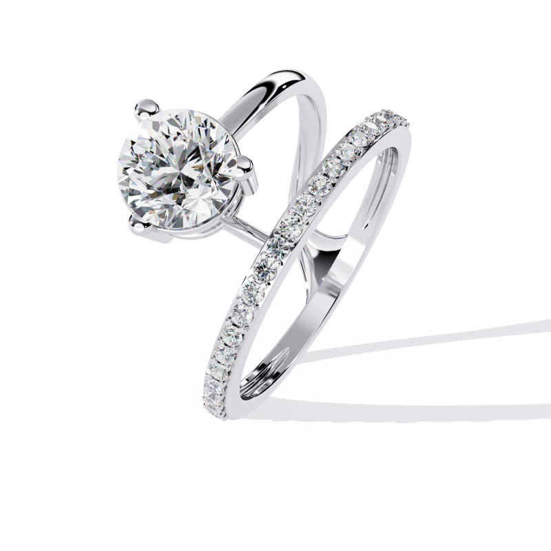 Reverra 14K Gold Round Lab Grown Diamond Open Bypass Engagement Ring for Women, CTTW-1.51 - Reverra Jewels Inc.
