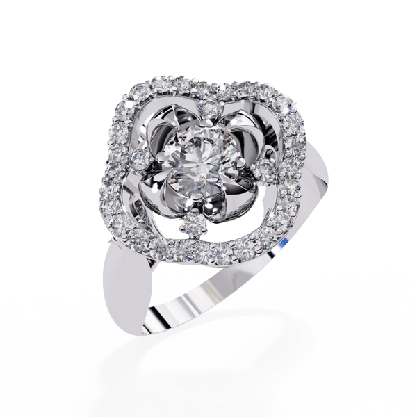 Reverra 14K Gold Round Lab Grown Diamond Petal Halo Engagement Ring for Women, CTTW-0.81 - Reverra Jewels Inc.