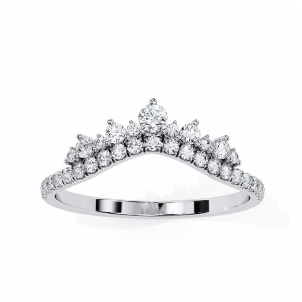 Reverra 14K Gold Round Lab Grown Diamond Regal Brilliance for Modern Queens & Tiara Half Eternity Band for Women, CTTW-0.41 - Reverra Jewels Inc.