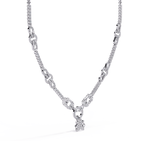 Reverra 14K Gold Round Lab Grown Diamond Riviera Necklace for Women, CTTW-5.74 - Reverra Jewels Inc.