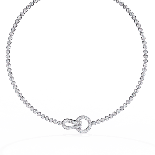 Reverra 14K Gold Round Lab Grown Diamond Riviera Necklace for Women, CTTW-6.42 - Reverra Jewels Inc.