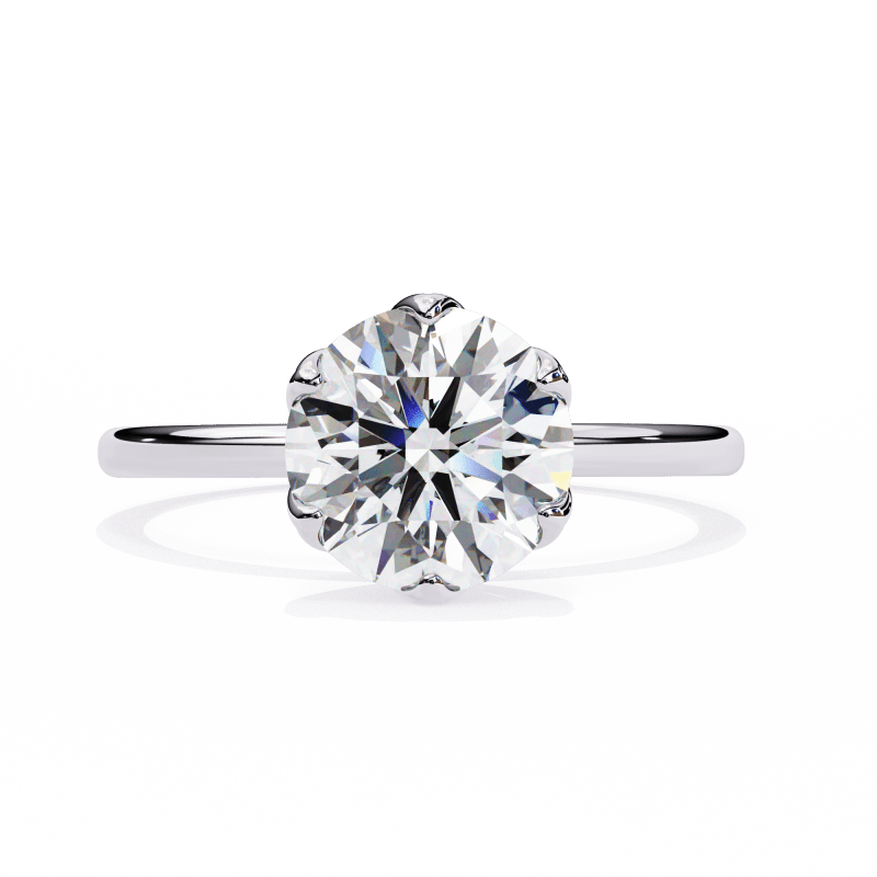 Reverra 14K Gold Round Lab Grown Diamond Six-Prong Classic Solitaire Engagement Ring for Women, CTTW-1.95 - Reverra Jewels Inc.
