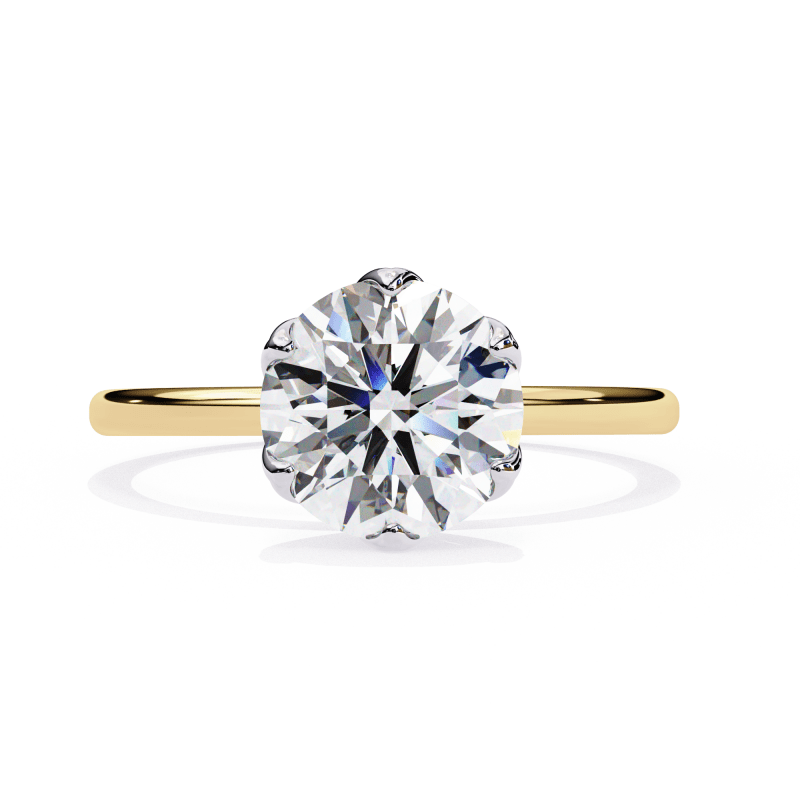Reverra 14K Gold Round Lab Grown Diamond Six-Prong Classic Solitaire Engagement Ring for Women, CTTW-1.95 - Reverra Jewels Inc.