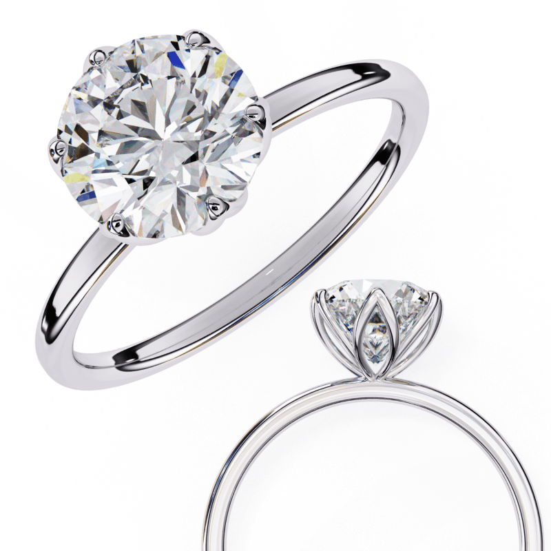 Reverra 14K Gold Round Lab Grown Diamond Six-Prong Classic Solitaire Engagement Ring for Women, CTTW-1.95 - Reverra Jewels Inc.