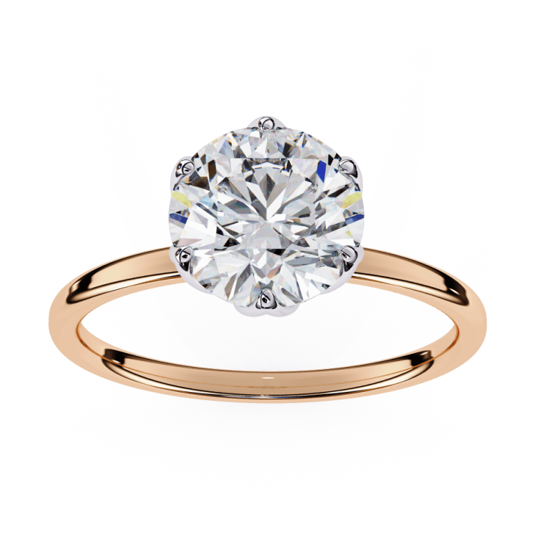 Reverra 14K Gold Round Lab Grown Diamond Six-Prong Classic Solitaire Engagement Ring for Women, CTTW-1.95 - Reverra Jewels Inc.