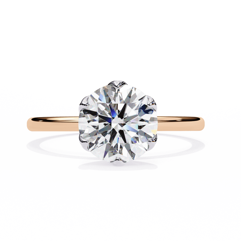 Reverra 14K Gold Round Lab Grown Diamond Six-Prong Classic Solitaire Engagement Ring for Women, CTTW-1.95 - Reverra Jewels Inc.