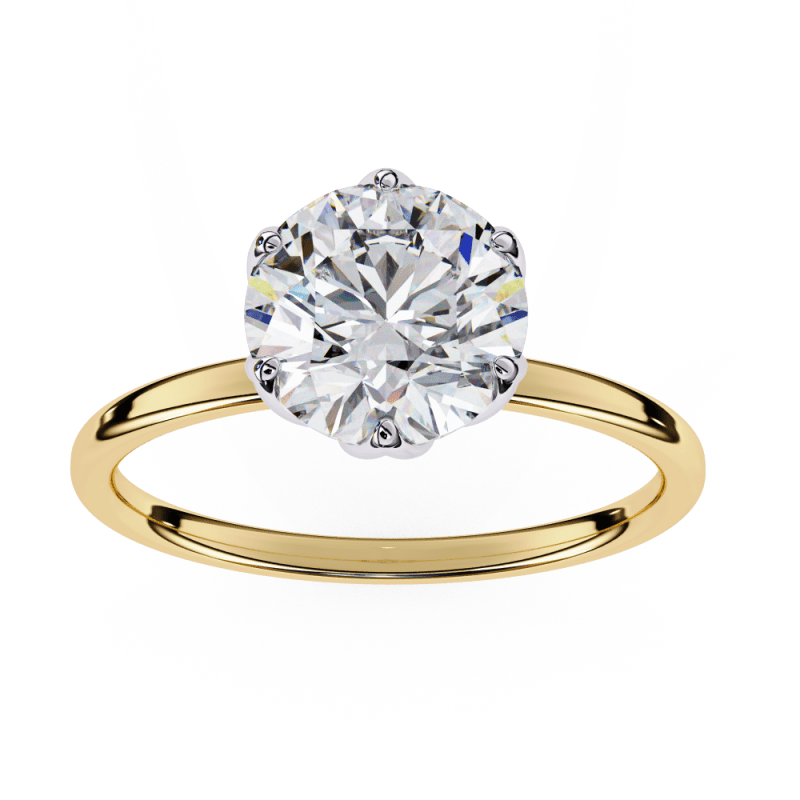 Reverra 14K Gold Round Lab Grown Diamond Six-Prong Classic Solitaire Engagement Ring for Women, CTTW-1.95 - Reverra Jewels Inc.