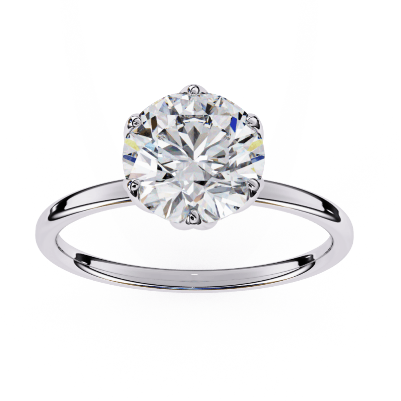 Reverra 14K Gold Round Lab Grown Diamond Six-Prong Classic Solitaire Engagement Ring for Women, CTTW-1.95 - Reverra Jewels Inc.