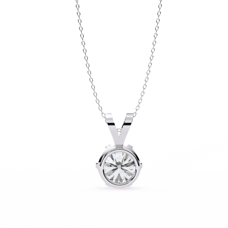 Reverra 14K Gold Round Lab Grown Diamond Six-Prong Pendant For Women, CTTW-2.14 - Reverra Jewels Inc.