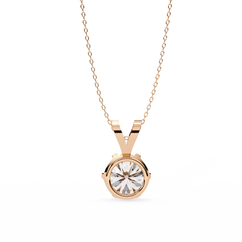 Reverra 14K Gold Round Lab Grown Diamond Six-Prong Pendant For Women, CTTW-2.14 - Reverra Jewels Inc.