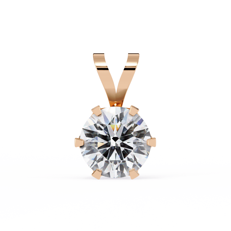 Reverra 14K Gold Round Lab Grown Diamond Six-Prong Pendant For Women, CTTW-2.14 - Reverra Jewels Inc.