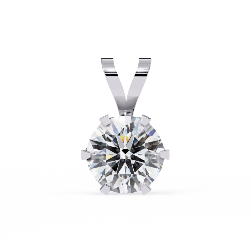 Reverra 14K Gold Round Lab Grown Diamond Six-Prong Pendant For Women, CTTW-2.14 - Reverra Jewels Inc.