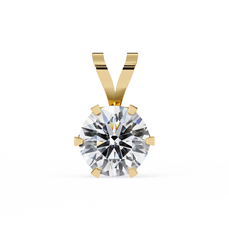 Reverra 14K Gold Round Lab Grown Diamond Six-Prong Pendant For Women, CTTW-2.14 - Reverra Jewels Inc.