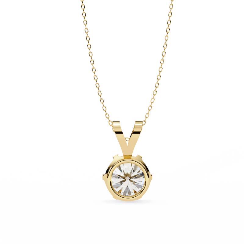 Reverra 14K Gold Round Lab Grown Diamond Six-Prong Pendant For Women, CTTW-2.14 - Reverra Jewels Inc.