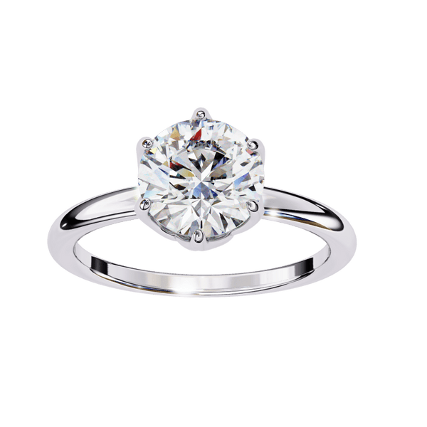 Reverra 14K Gold Round Lab Grown Diamond Solitaire Classic Engagement Ring for Women, CTTW-1.6 - Reverra Jewels Inc.